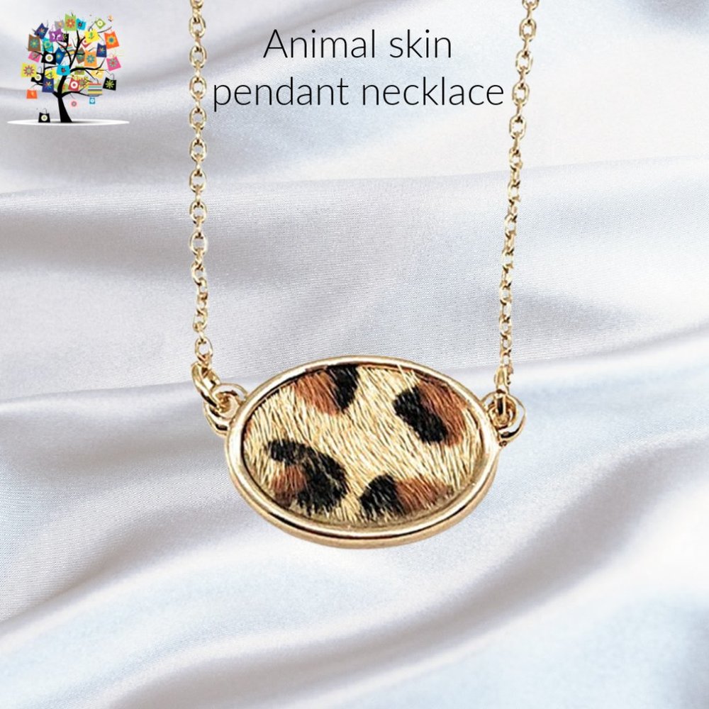 Fashion Statement Necklace Animal Skin Print 16" with Extender